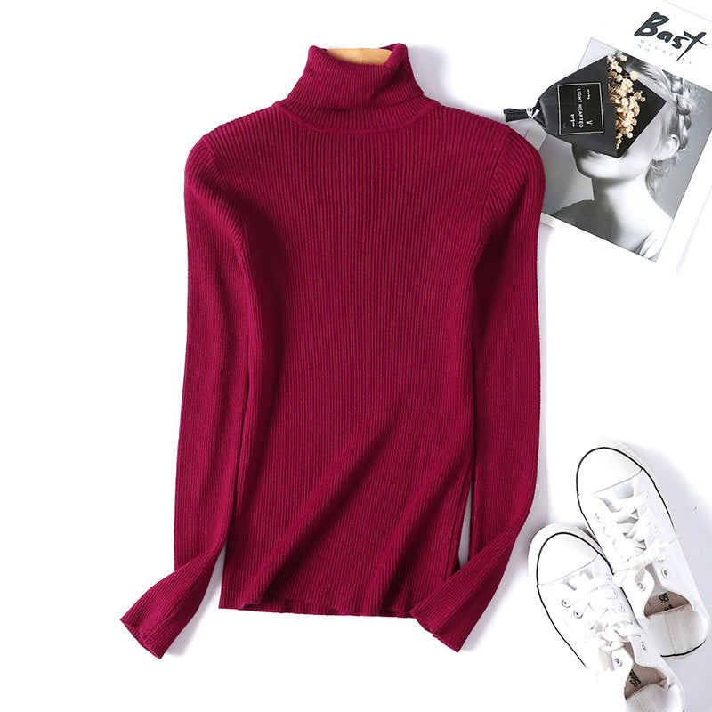 Turtleneck Sweater Long Sleeve Slim Fit Slimming Color Korean Fresh Knitted Bottoming Shirt