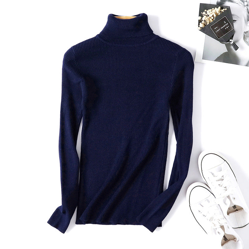 Turtleneck Sweater Long Sleeve Slim Fit Slimming Color Korean Fresh Knitted Bottoming Shirt
