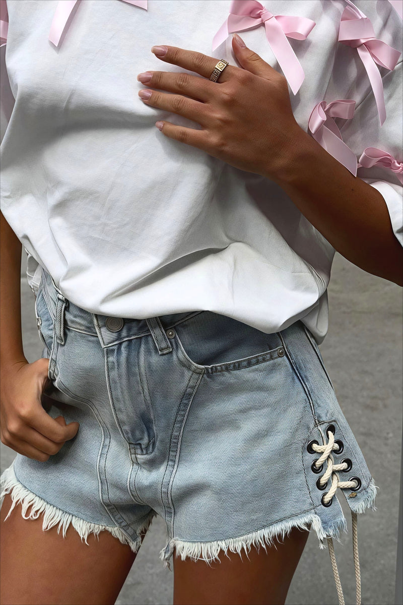 Bowknot Ribbon Loose Short Sleeve T-shirt