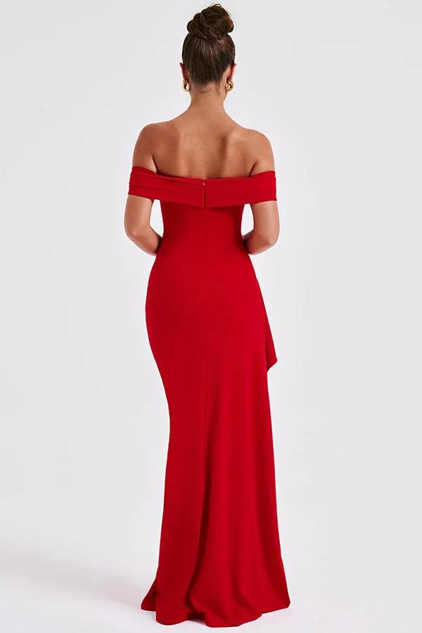 Lady Off Shoulder High Slit Maxi Dress