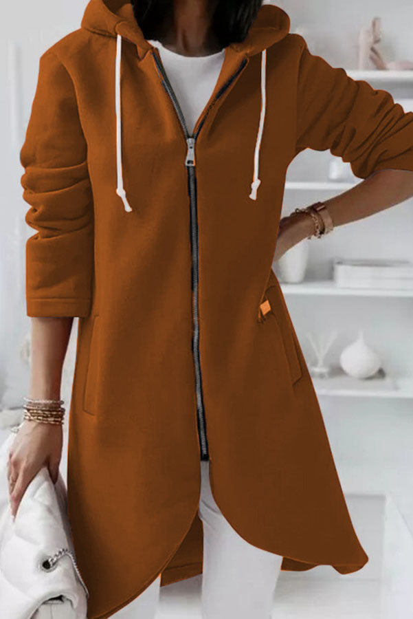 Juliana Color Zip Up Hooded Coat