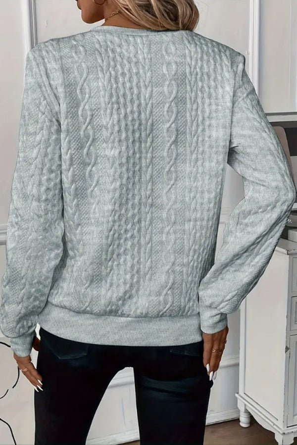 Color Long Sleeve Round Neck Zipper Sweatshirt