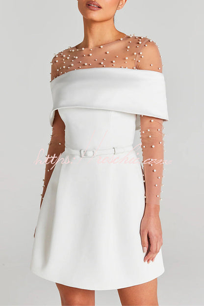 Evening Lapel Bandeau Removable Belt Pocketed Mini Dress