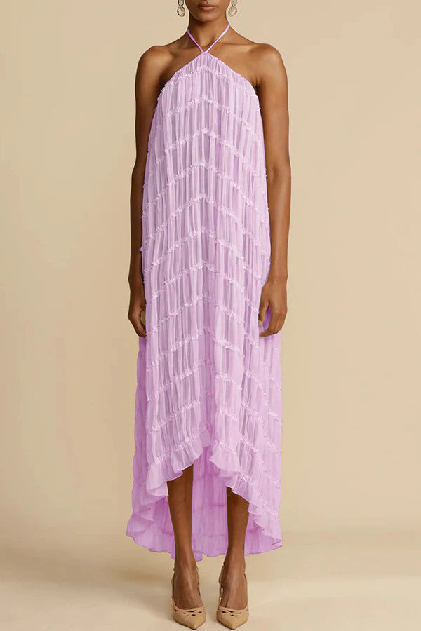 Versatility and Charm Pleated Drawstring Waist Tiered Maxi Skirt