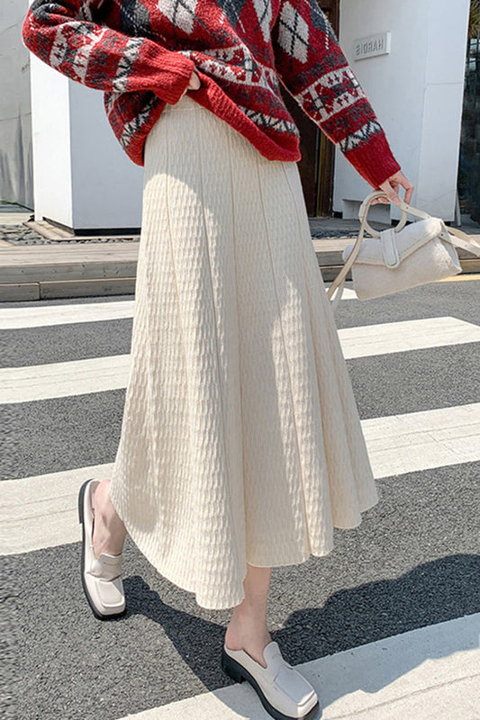Pleated Skirt Slimming High-waisted Mid-length With Sweater A-line Skirt