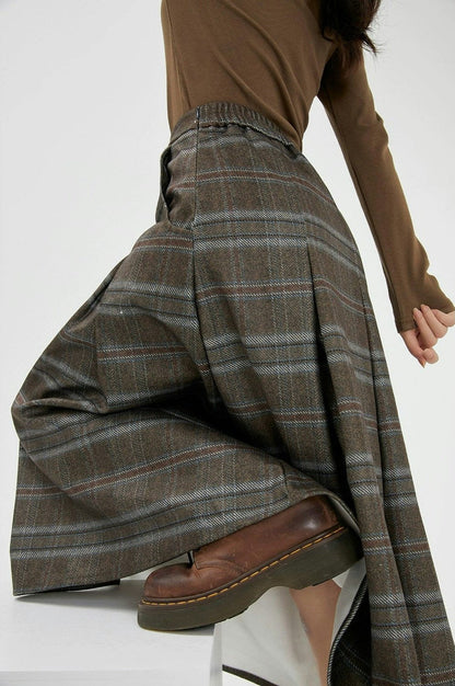 Plaid Wool A-line Skirt