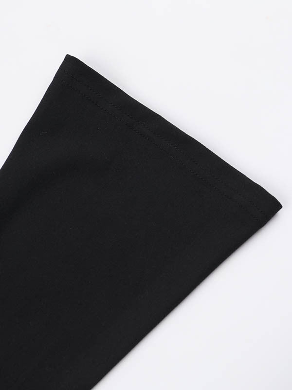 Long Sleeves Loose Asymmetric Color Split-joint Split-side Round-neck Maxi Dresses