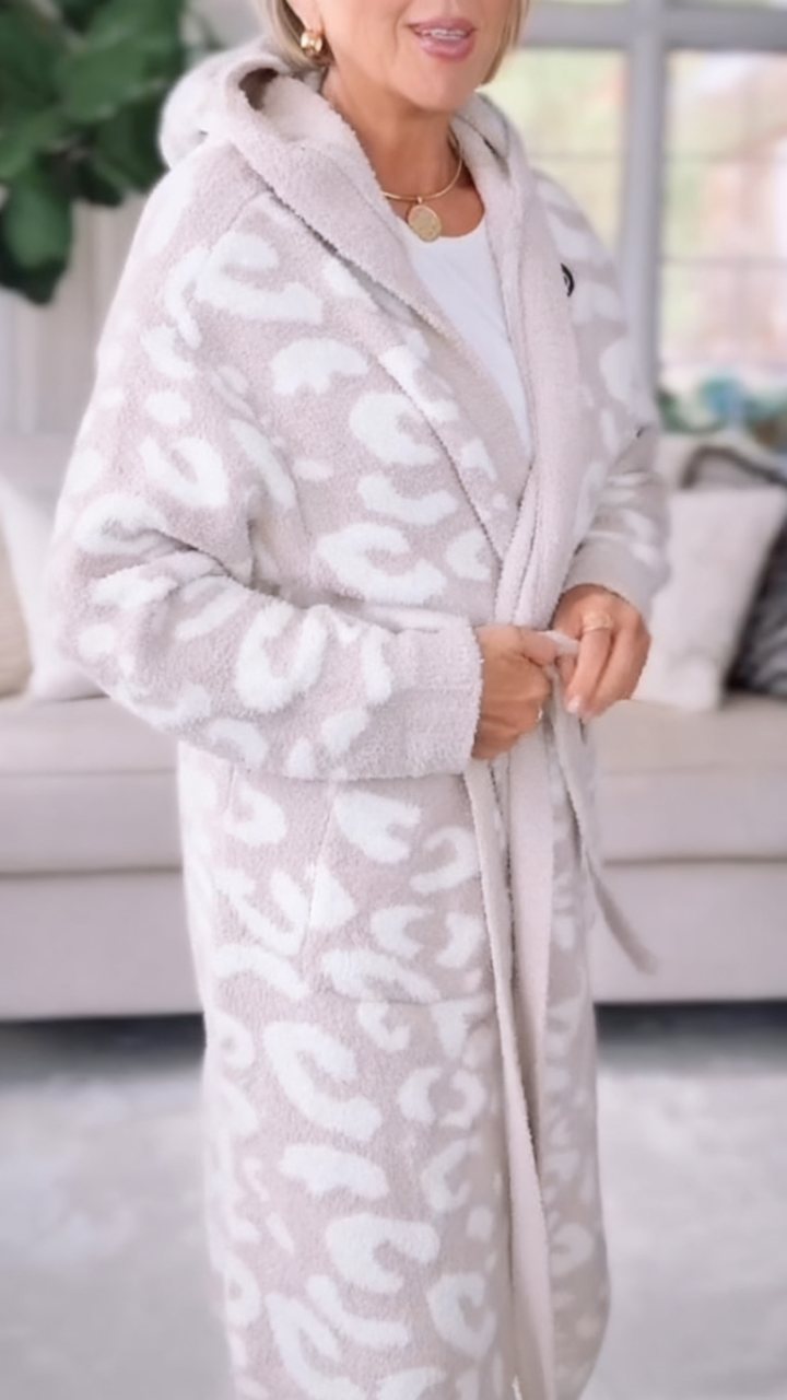 Hooded Printed Plush Coat