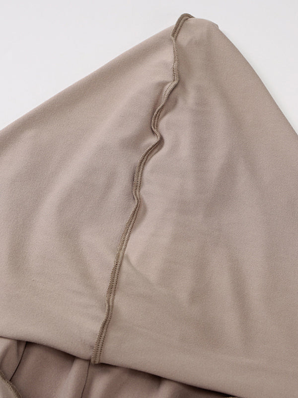 Long Sleeves Color Split-joint Hooded Maxi Dresses