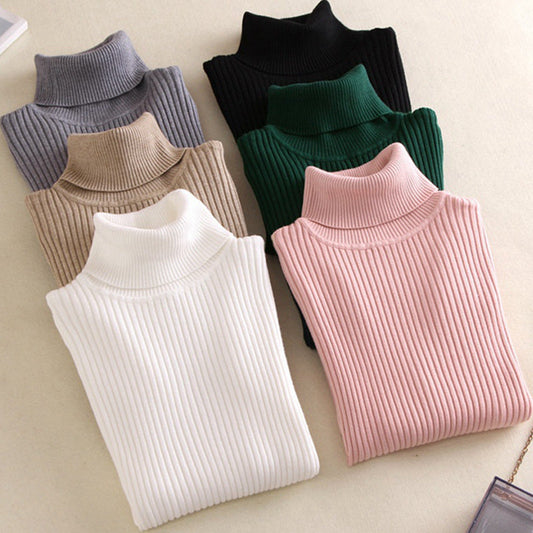 Turtleneck Sweater Long Sleeve Slim Fit Slimming Color Korean Fresh Knitted Bottoming Shirt