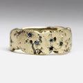 Golden Forged Blue Inlaid Crystal Ring