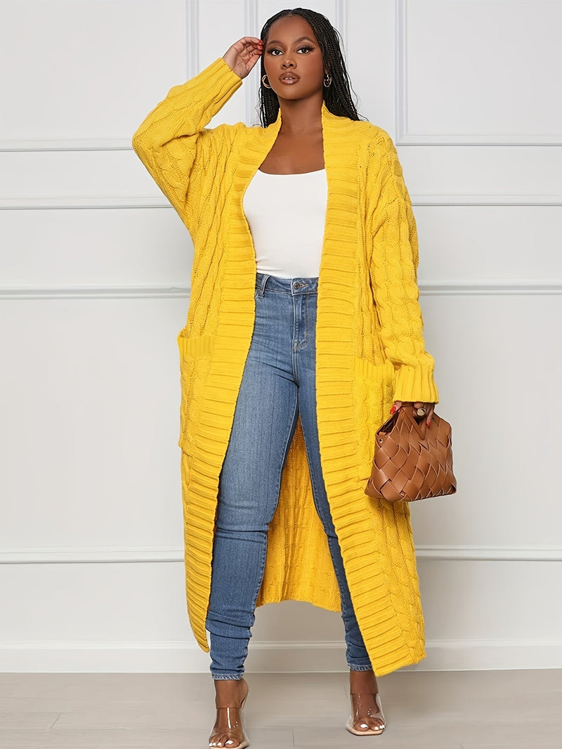 Long Length Cable Knit Cardigan Tf8521
