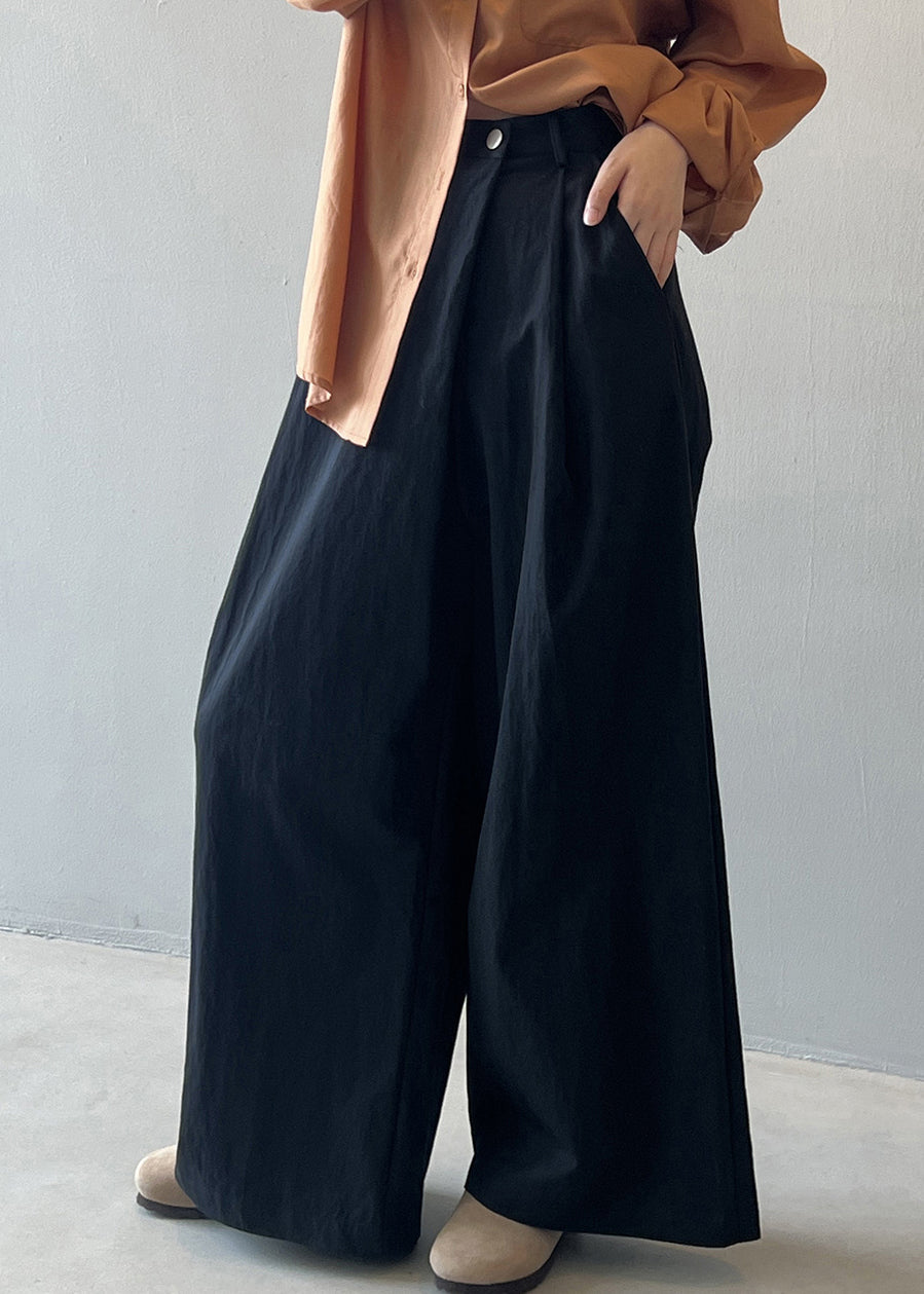 Organic Grey Pockets High Waist Cotton Wide Leg Pants Fall Wd019