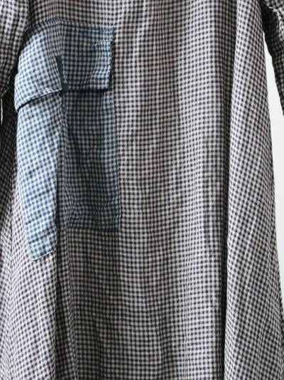 Loose Linen Plaid Round-neck Long Dress