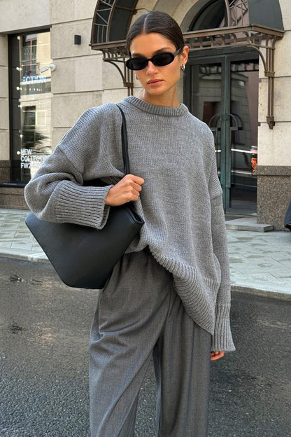 Classic Crew Neck Relaxed Knit Sweater