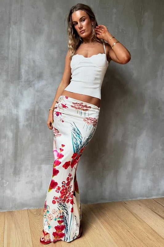 Printed High-waist Bodycon Skirt