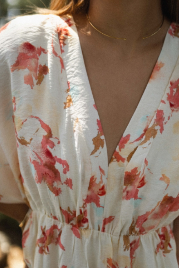 V-neck Loose Printed Long Dress