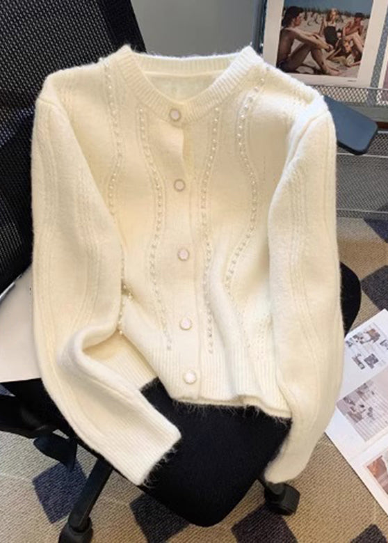 Unique Blue Nail Bead Cotton Knit Cardigans Fall Wd034