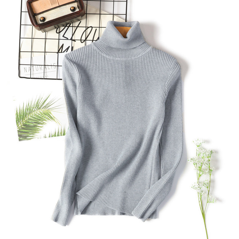 Turtleneck Sweater Long Sleeve Slim Fit Slimming Color Korean Fresh Knitted Bottoming Shirt