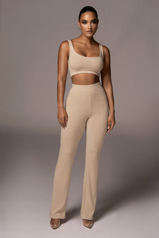 Straight Straight Straight Hip Skinny Yoga Pants Color Sleeveless Vest Set
