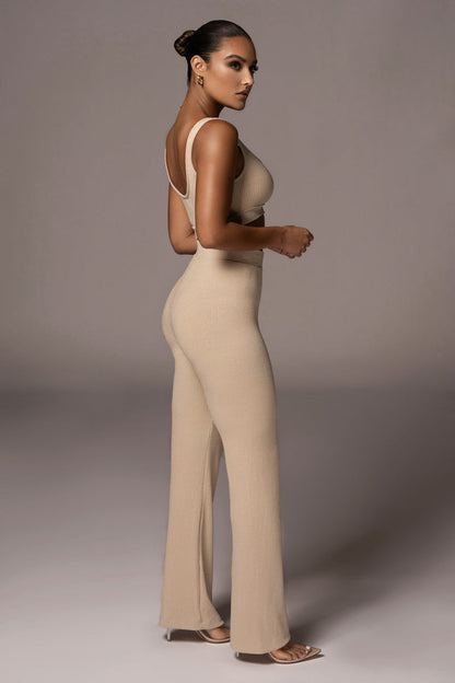 Straight Straight Straight Hip Skinny Yoga Pants Color Sleeveless Vest Set