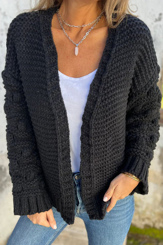 Knit Color V-neck Long-sleeved Cardigan
