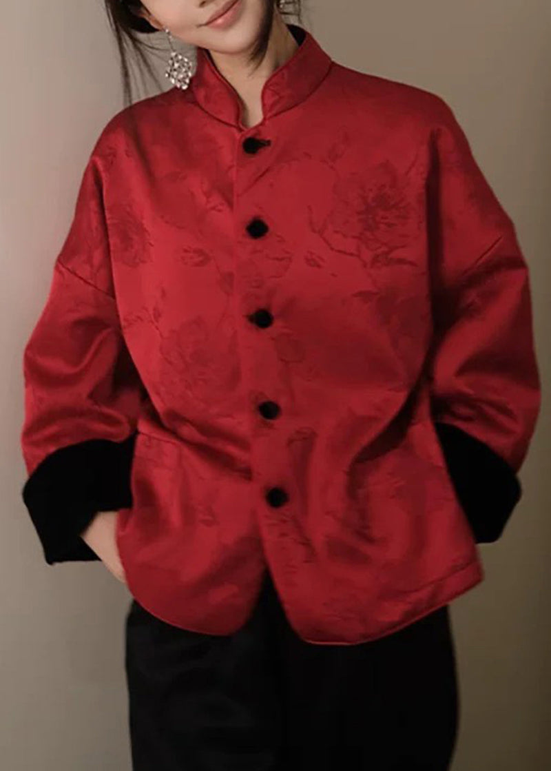 Chinese Style Wear on Both Sides Fine Cotton Filled Silk Velvet Coat Winter Rv024