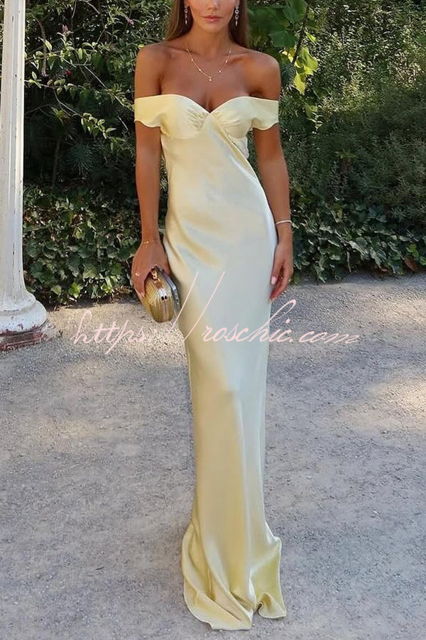 Color Off-shoulder Backless Slim Maxi Dress