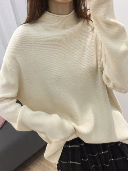 Purple Half Turtleneck Long Sleeve Sweater An1049