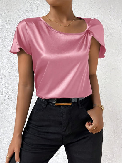 Leasa - Forward Shoulder Accent Blouse