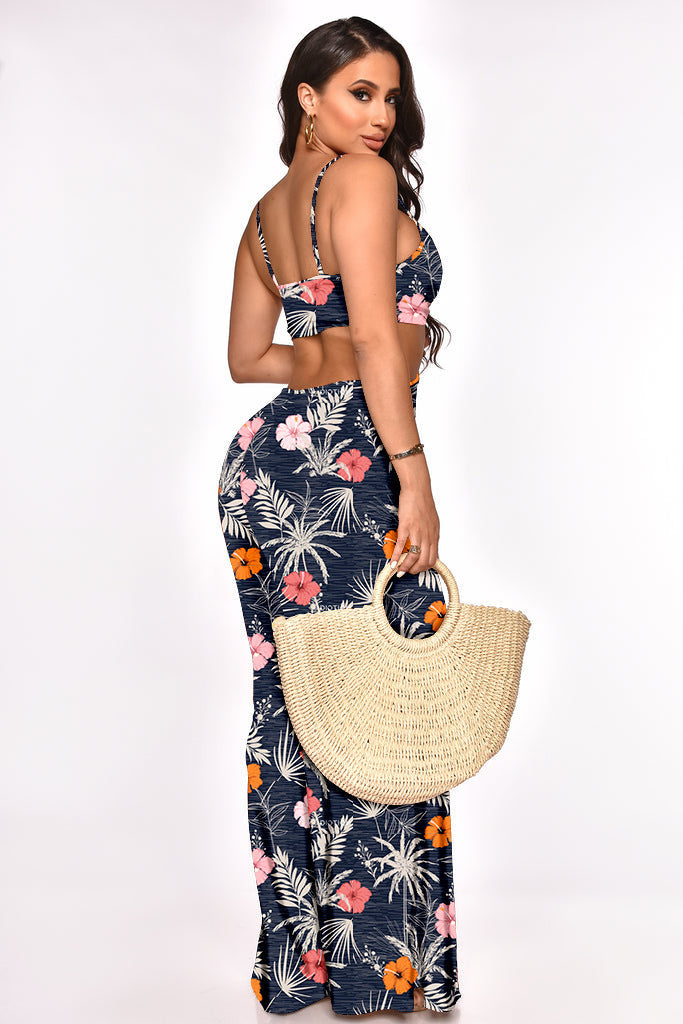 Clothing Spring Summer Beach Vacation Tube Top Hollow Out Cutout Jumpsuit