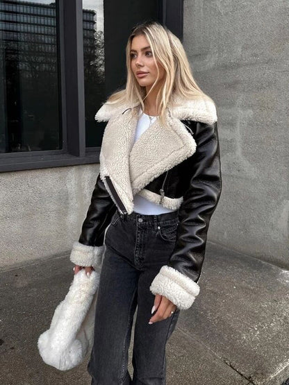 Female Short Turn-down Long Winter High Street Coat