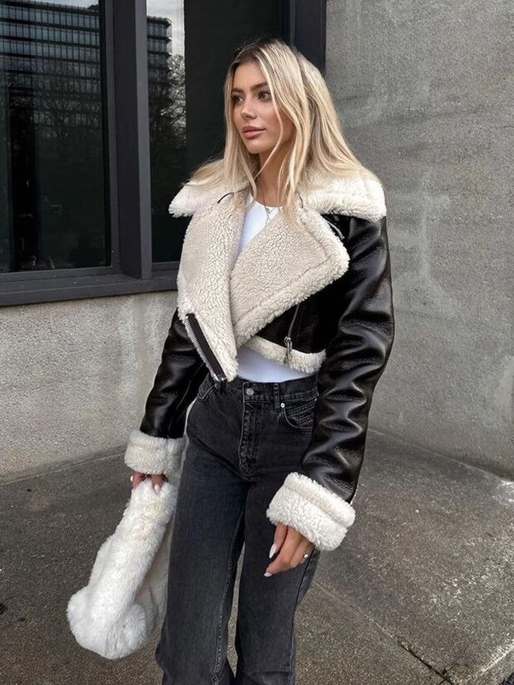 Female Short Turn-down Long Winter High Street Coat