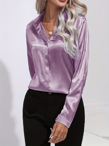 Sarah | ’s Button Down Long Sleeve Satin Blouses