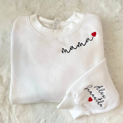 Custom Mama Sweatshirt With Kids Names Sleeve
