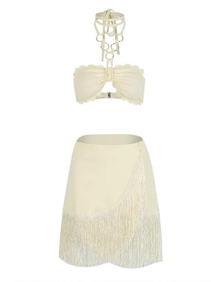 Lace Backless Bandeau Top and Skirt