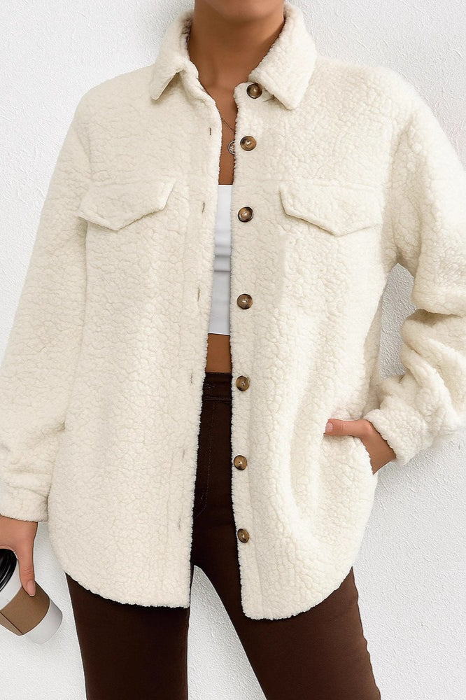 Color Lapel Fleece Coat