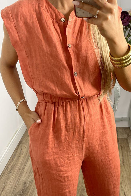Pocket V Neck Loose Jumpsuits