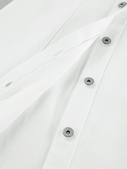A-line Long Sleeves Buttoned Pockets Color Split-side Lapel Mini Dresses