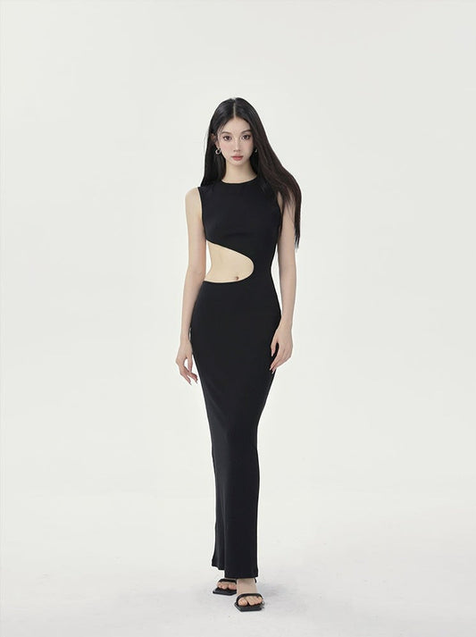 Black Cutout Sleeveless Maxi Dress