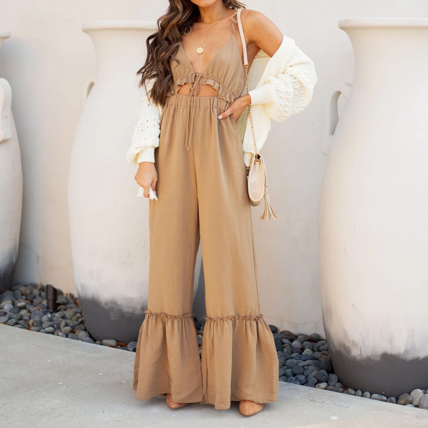 Summer Color Jumpsuit Strap Horn Jumpsuit for