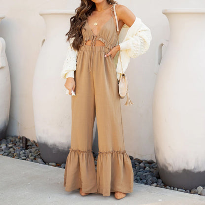 Summer Color Jumpsuit Strap Horn Jumpsuit for