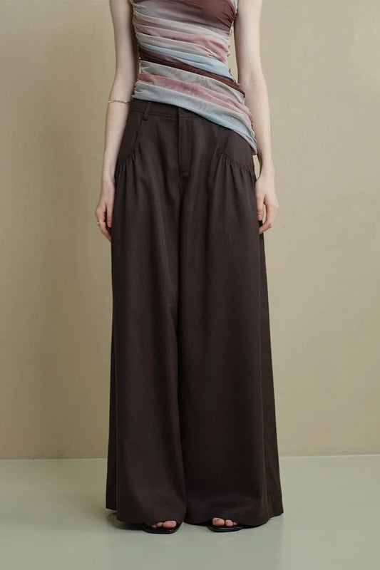 Soft Ruched Wide-leg Pants