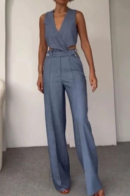 Crossover Vest \u0026 Pants Two-piece Set