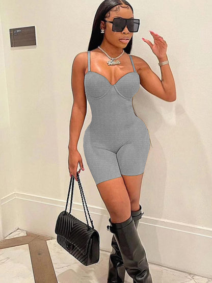 Summer Clothing New Low-cut Sling High Waist Figure Flattering Sheath Romper for Romper