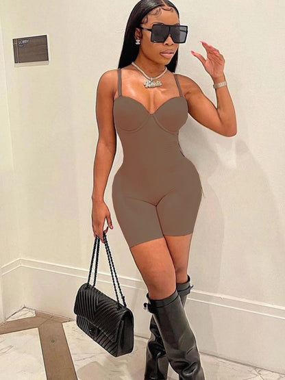 Summer Clothing New Low-cut Sling High Waist Figure Flattering Sheath Romper for Romper