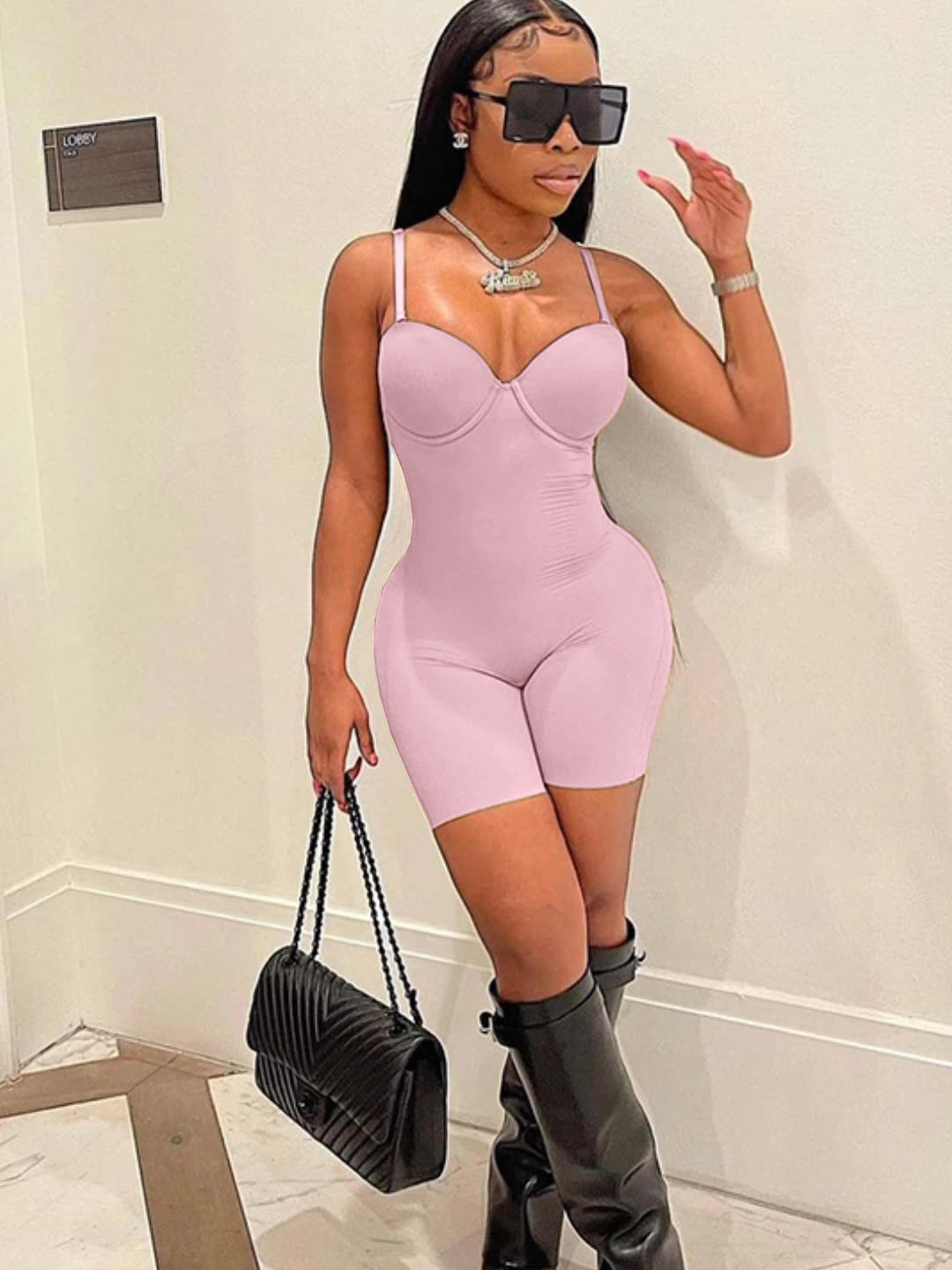 Summer Clothing New Low-cut Sling High Waist Figure Flattering Sheath Romper for Romper