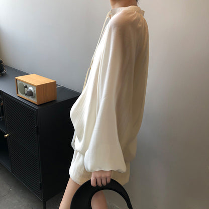 Summer Long Sleeve Shirt Wide Leg Shorts