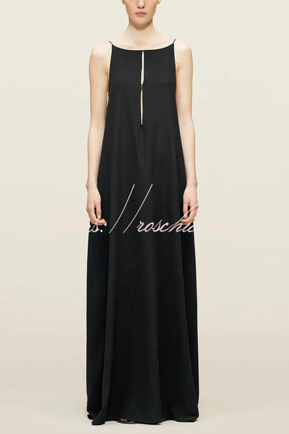 Satin Cutout Sling Backless Maxi Dress