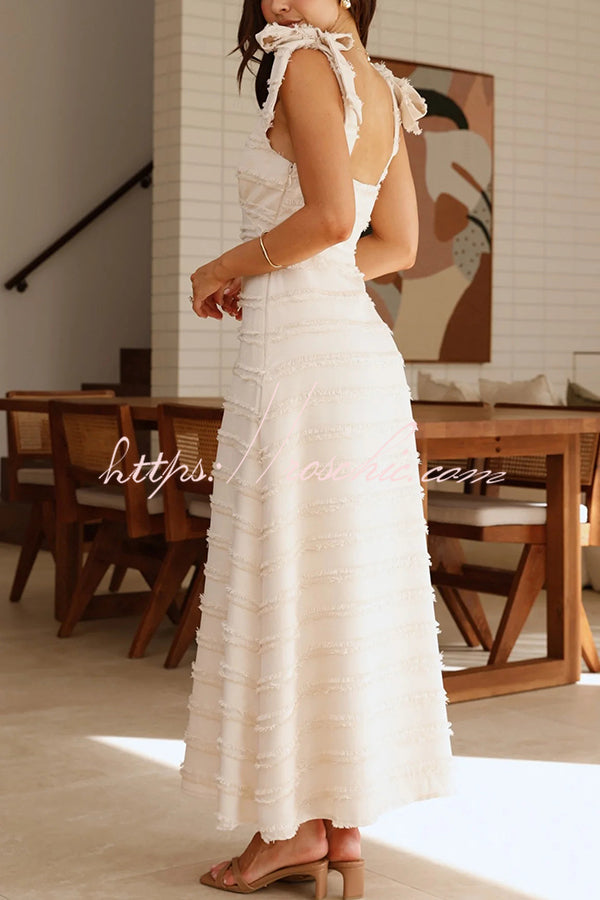 Color V-neck Sling Lace Up Vacation Maxi Dress